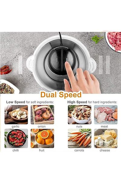 COOYA 2L Electric Meat Grinder, Food Chopper, Stainless Steel Food Processor with 4 Sharp Blades