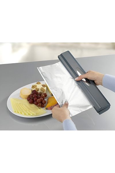 Wenko 1-Click Refillable Aluminium Foil Dispenser with Slide Cutter Anthracite Grey