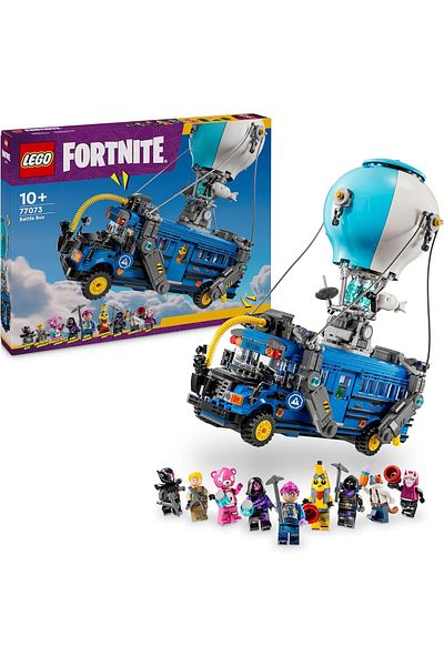LEGO Fortnite Battle Bus Toy Building Set with 9 Mini Figures (Model 77073)