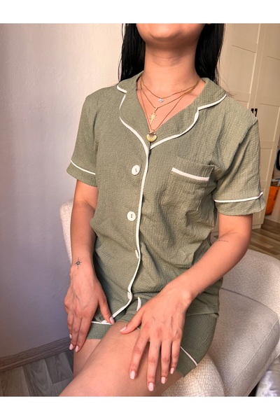 beshineunderwear Khaki Wrinkle Shorts Pajama Set