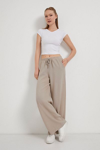 Arma Life Women's Elastic Waist Cotton Mink Baggy Loose Trousers