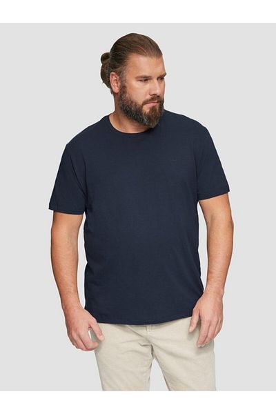 s.Oliver Tricou bărbătesc mărime mare cu guler rotund, croială regulată, bumbac