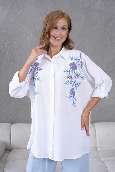 BURRASCA Embroidered Oversize Linen Shirt