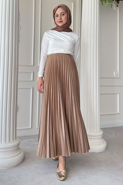 InStyle Pleated Brown Skirt