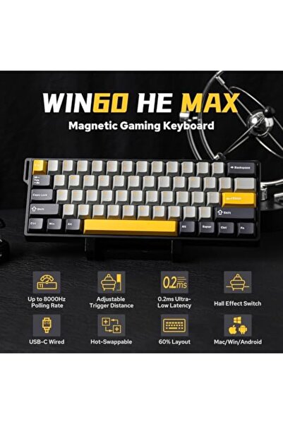 Epomaker AULA WIN60 HE 60% Wired Magnetic Keyboard with Adjustable Actuation, 8000 Hz Polling Rate,