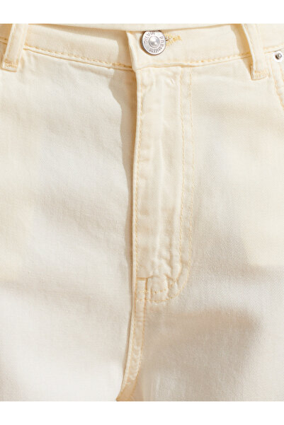 Dilvin 72002 Comfortable Denim Trousers with Elastic Back Section-Yellow