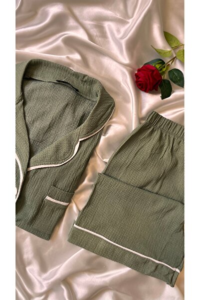 beshineunderwear Khaki Wrinkle Shorts Pajama Set