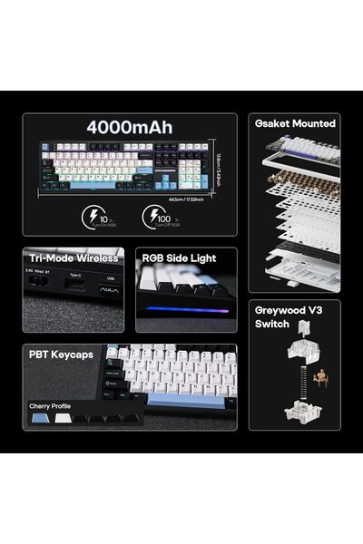 Epomaker AULA F108 Wireless Full-Size Mechanical Gaming Keyboard