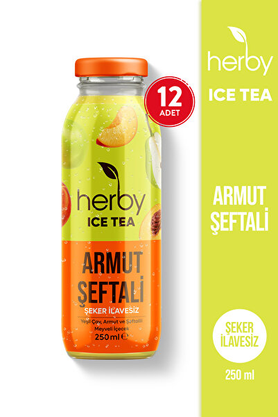 Herby Ice Tea Armut Şeftali Soğuk Çay Şeker İlavesiz 250 ml x 12
