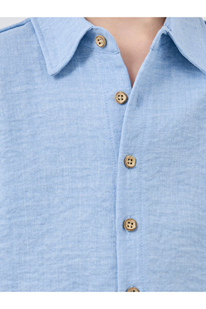 Styli Buttoned Short Sleeve Linen Shirt