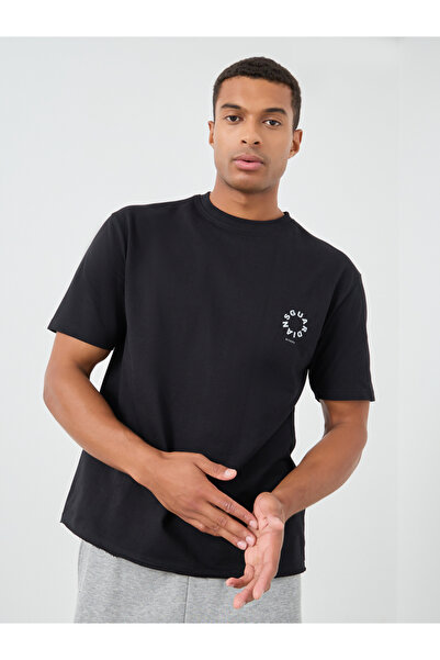 Styli تي شيرت تيري كبير الحجم بطباعة شعار وحاشية خام