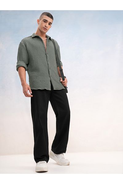 Highlander By Styli Textured Relaxed Fit Shirt