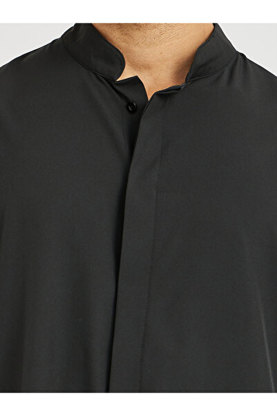 Take Two By Styli Men Black Solid Stand Collar Long Sleeve Kurta