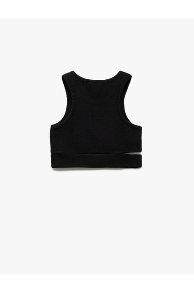 Koton New Season Window Detailed Slim Fit Wrinkled Sleeveless Crew Neck Crop Undershirt