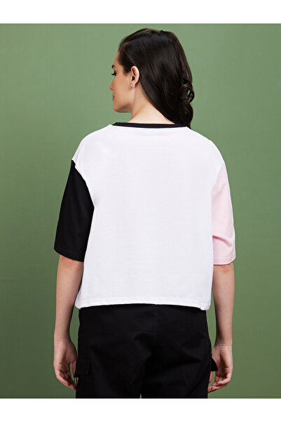 Globus By Styli Color Block Graphic Print Round Neck T-Shirt