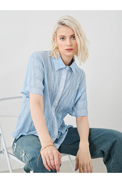 Styli قميص كبير الحجم بأكمام قصيرة ومحكم