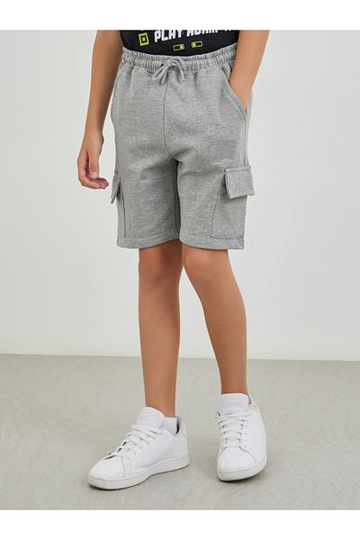 Styli Boys Solid Drawstring Waist Knit Cargo Shorts