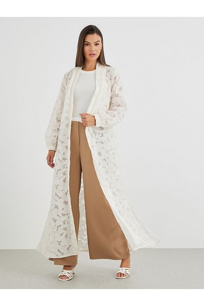 Styli Embroidered Regular Fit Maxi Kimono with Slit