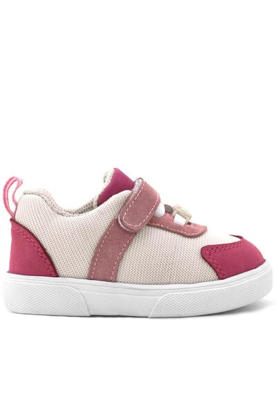 Rakerplus Genuine Leather Pink Cream Velcro Baby Girl Shoes
