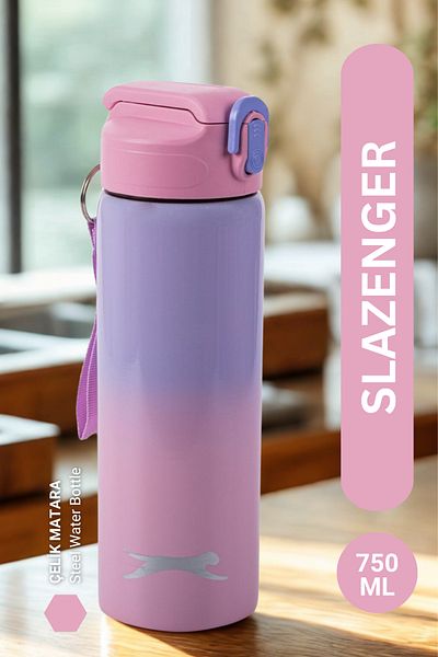 Slazenger Licensed Slazenger 304 Stainless Steel Sports Children's School 750 ml Water Bottle with Straw