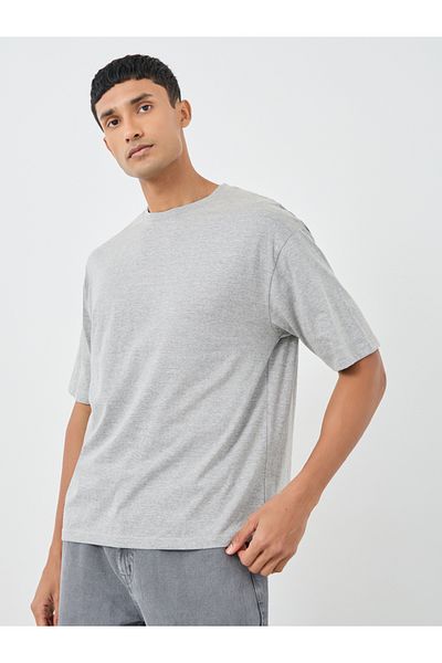 Styli Pack of 5 - Solid Crew Neck Cotton Oversized T-Shirt