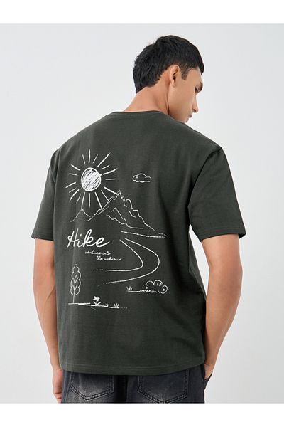 Styli Graphic Print Round Neck Oversized T-Shirt