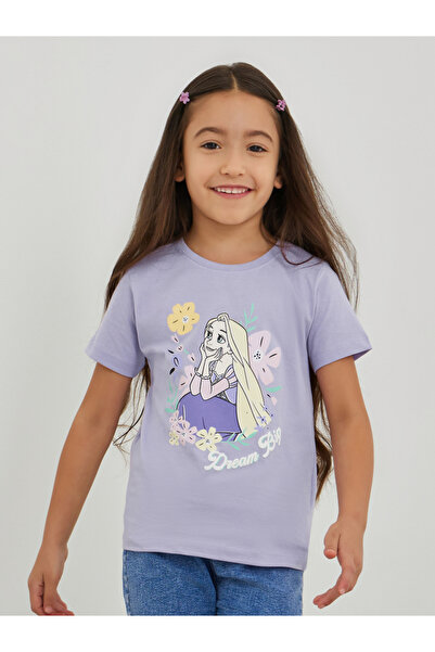 Styli تي شيرت بناتي بأكمام قصيرة مطبوع عليه رابونزل