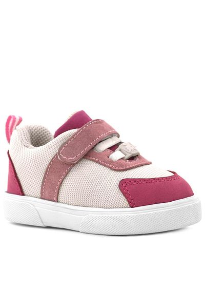 Rakerplus Genuine Leather Pink Cream Velcro Baby Girl Shoes