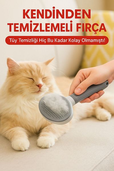 TOYFEST Cat Dog Comb with Automatic Hair Removal – Ergonomic Brush for Comfortable Grooming
