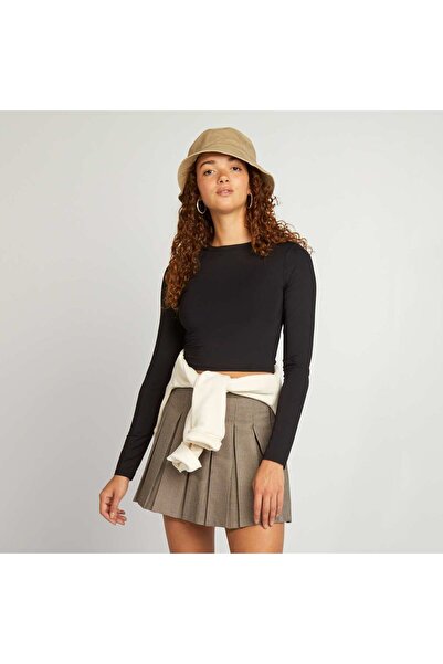 KIABI تنورة قصيرة مطوية باللون الأسود