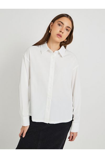 Styli Solid Spread Collar Long Sleeve Shirt