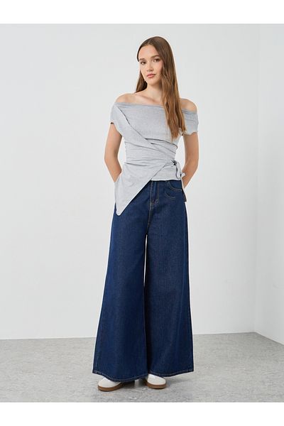 Styli Off Shoulder Wrap Tie Detail Top