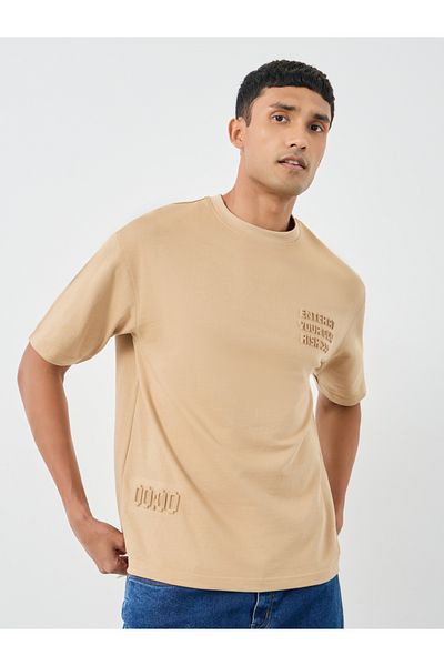 Styli Embossed Print Terry Oversized T-Shirt