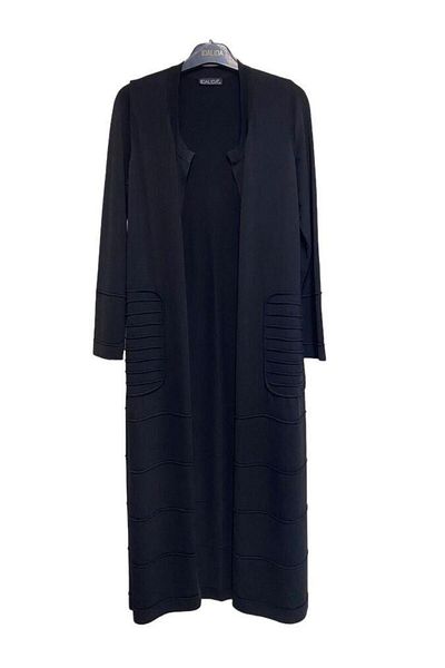MISS DALIDA Long Knitwear Cardigan with Black Storage Detail