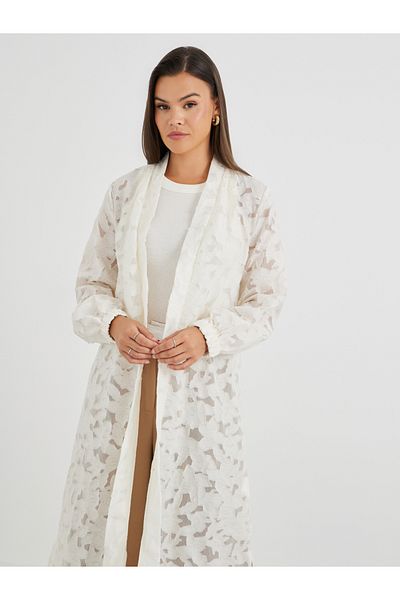 Styli Embroidered Regular Fit Maxi Kimono with Slit