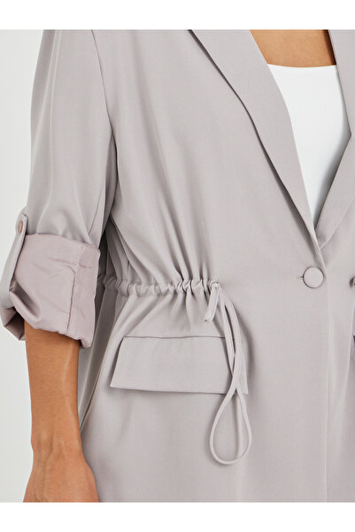 Styli Solid Regular Length Regular Fit Blazer with Drawcord