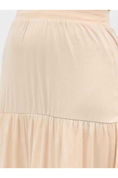 Styli Solid Knitted Tiered Maxi Skirt with Elasticated Waistband