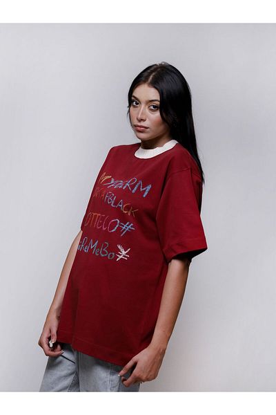 SWAG SA T-shirt with colorful writing and white collar