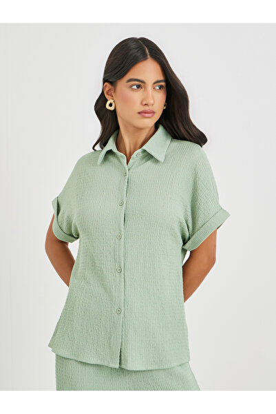 Styli قميص بأكمام قصيرة وأزرار منقوش