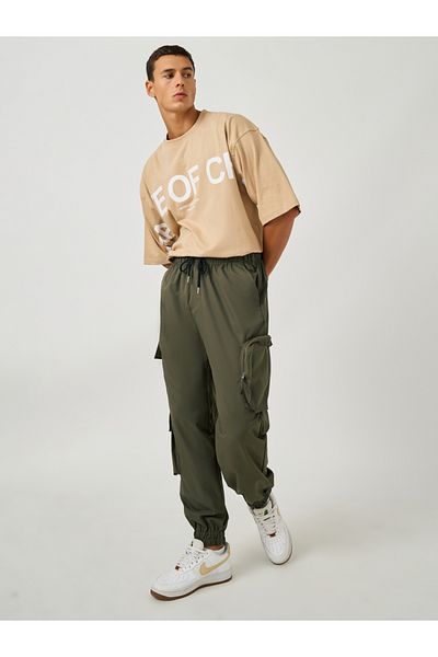 Styli Solid Twill Utility Oversized Joggers with Zip Pocket