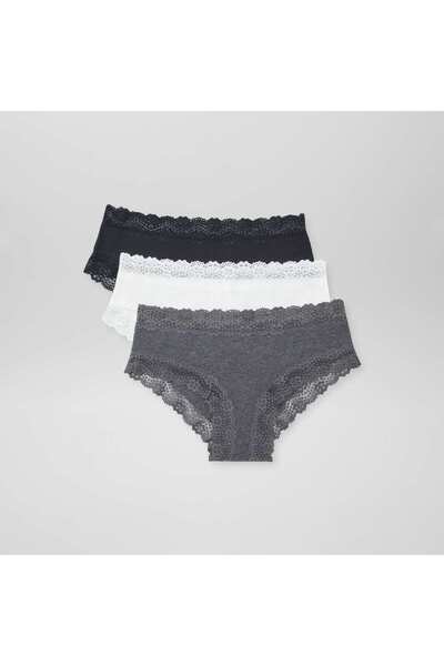 KIABI Pack of 3 fine rib shorties GREY