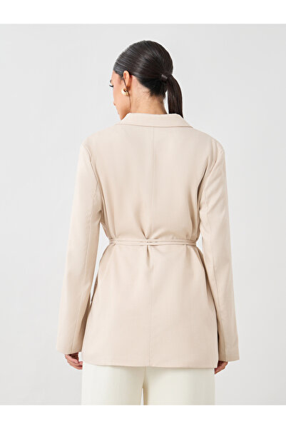 Styli Regular Fit Linen Look Belted Blazer