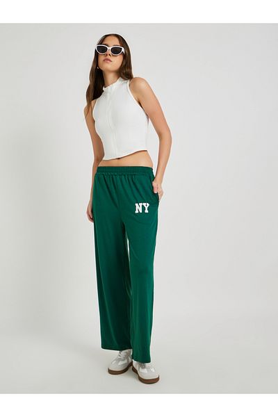 Styli Women Green Typography Print Loose Fit Joggers