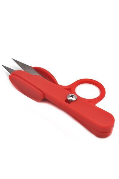 Golden Eagle Finishing Scissors with Plastic Handles, 10 cm - Red