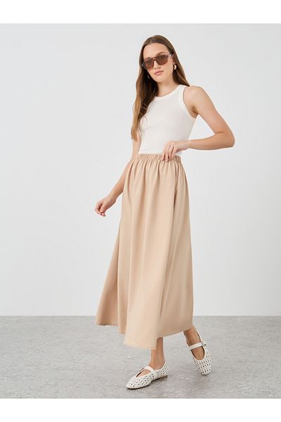 Styli Solid A-Line Midi Skirts