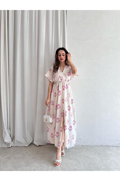 Mooi Butik Φόρεμα ROWAN Midi 3468 - Ροζ