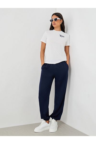 Styli Slogan Print Round Neck Short Sleeve T-Shirt
