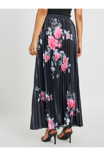 Styli Floral Print Pleated A-Line Maxi Skirt