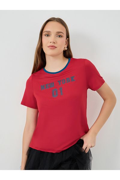 Styli Slogan Print Round Neck T-Shirt