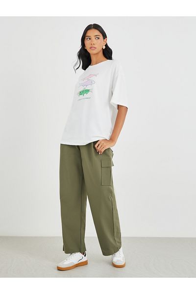 Styli Graphic Print Round Neck Oversized T-Shirt